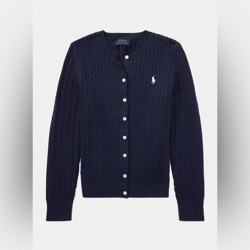 Polo by Ralph Lauren Women's Navy Blue Cable-Knit Cardigan